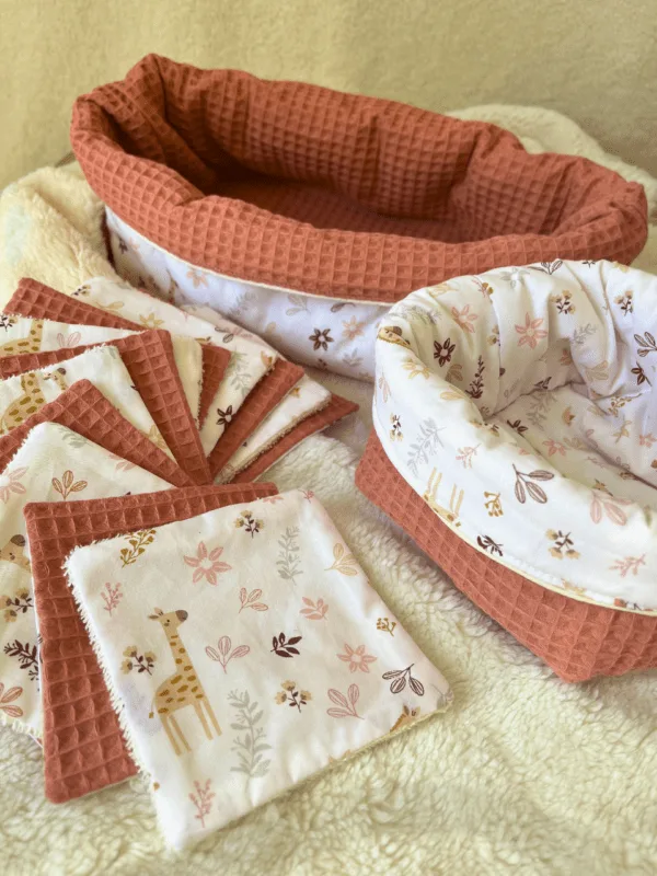 Paniers et leurs lingettes lavables en coton bio – Image 2